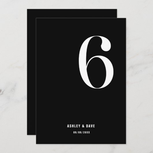 表6はっきりした黒結婚の表 招待状 (正面/裏面)