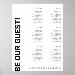 表6シンプル白結婚座席表 ポスター
