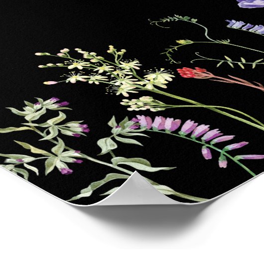 表6シーティングプラン結婚のワイルドフラワー濃色 ポスター (角)