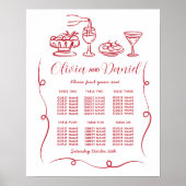 表6シーティングプラン結婚の手お洒落引き ポスター (正面)