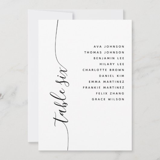 表6 Vertical Scriptのシー結婚ティングチャートカード 招待状 (正面)