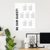 表7シンプル白結婚座席表 ポスター (ホームオフィス)