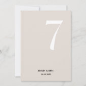 表7 Beigeはっきりしたの表結婚番号 招待状 (正面)