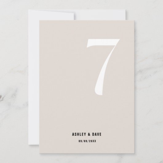 表7 Beigeはっきりしたの表結婚番号 招待状 (正面)