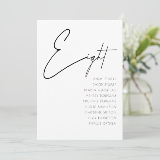 表8モダンのテーブ結婚ル番号テンプレート 招待状 (スタンド正面)