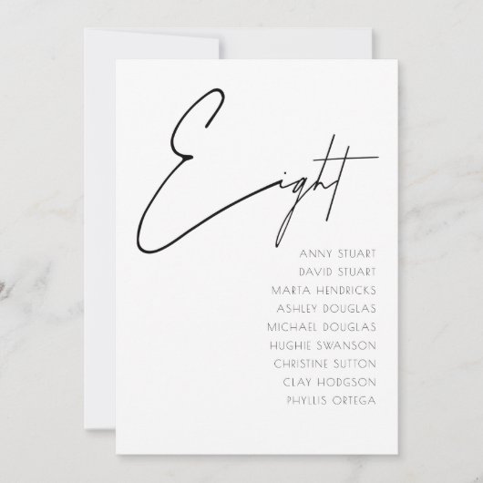 表8 現代の結婚式テーブルナンバーテンプレート 招待状 (正面)