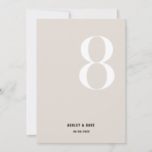 表8 Beigeはっきりしたの表結婚番号 招待状 (裏面)