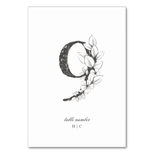 表9美しいフローラスケッチリース結婚の テーブルナンバー (正面)