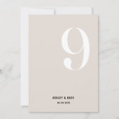 表9 Beigeはっきりしたの表結婚番号 招待状 (正面)