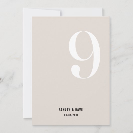 表9 Beigeはっきりしたの表結婚番号 招待状 (裏面)