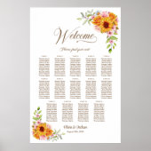 表（黄色）ピンク結婚色の座席表(14) ポスター (正面)