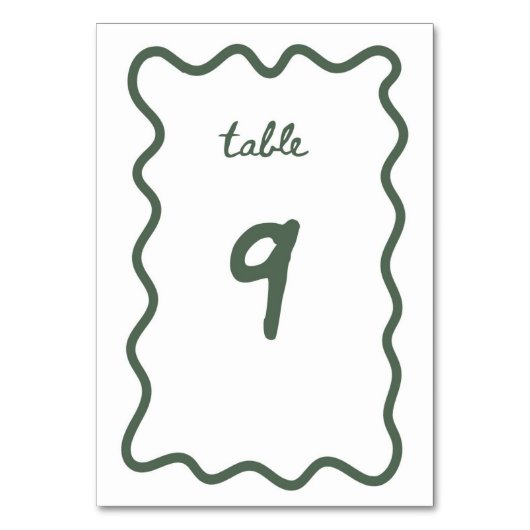 表(9) テーブルナンバー (正面)