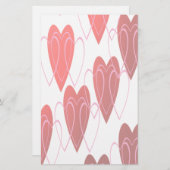 衰退したつながれたハートのバレンタインデーの文房具 便箋 (正面/裏面)