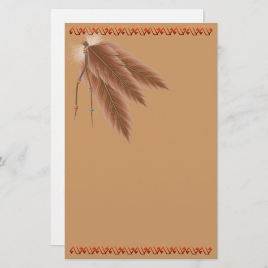 衰退したブラウンは文房具に羽をつけます 便箋 (正面/裏面)