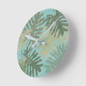 衰退した熱帯葉 ラウンド壁時計 (傾斜)