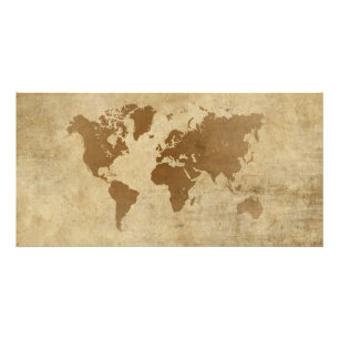 衰退した羊皮紙の世界地図 フォトプリント           