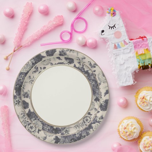 衰退した色のヴィンテージの花のToileの素晴らしい骨灰磁器 ペーパープレート (パーティー)