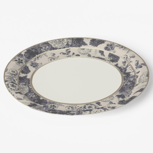 衰退した色のヴィンテージの花のToileの素晴らしい骨灰磁器 ペーパープレート (アングル)