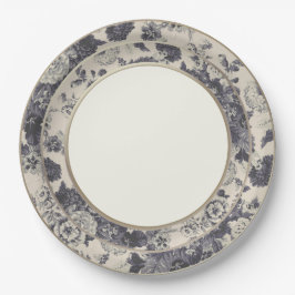 衰退した色のヴィンテージの花のToileの素晴らしい骨灰磁器 ペーパープレート