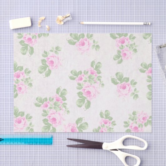 衰退した花のぼろぼろのシックなピンクのバラ 薄葉紙 (クラフト)