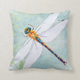 衰退した花の背景のヴィンテージのトンボ クッション