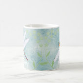 衰退した花の背景のヴィンテージのトンボ コーヒーマグカップ (中央)