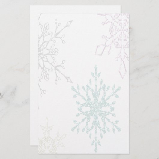 衰退した雪片の冬休みの文房具 便箋 (正面/裏面)