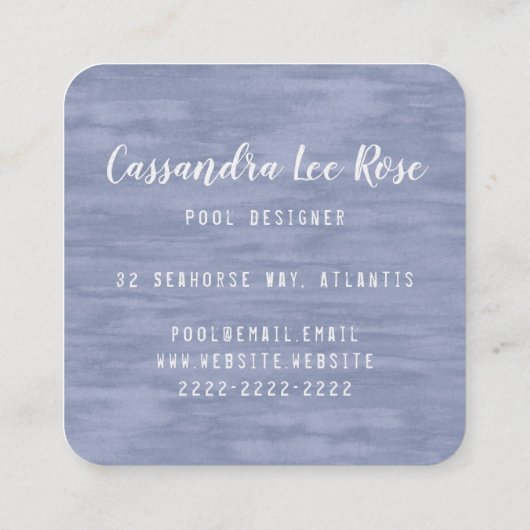 衰退した青いモノグラムの正方形の名刺 スクエア名刺 (裏面)