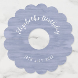 衰退した青い誕生日の紙のワイングラスのラベル ワイングラスタグ