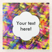 衰退の形のカラフルの抽象デザイン ガラスコースター (正面)