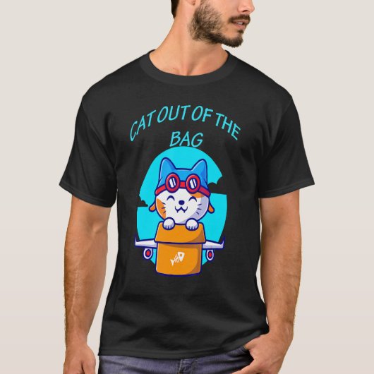 袋から出た猫 Tシャツ (正面)