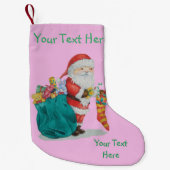 袋のおもちゃそしてギフトとのかわいい父のクリスマス スモールクリスマスストッキング (正面)