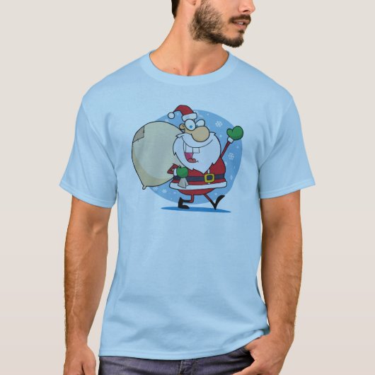 袋クリスマスの休日のデザインのサンタクロース Tシャツ (正面)
