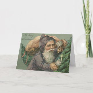 袋クリスマスカードが付いているサンタ シーズンカード