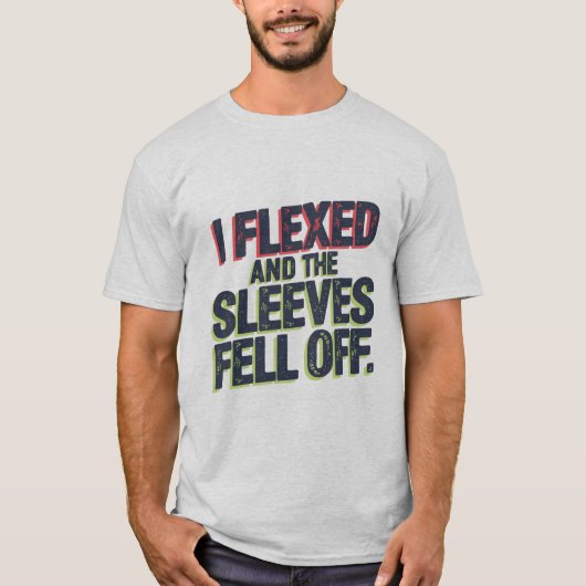 袖が落ちた - フィットネスジョーク Tシャツ (正面)