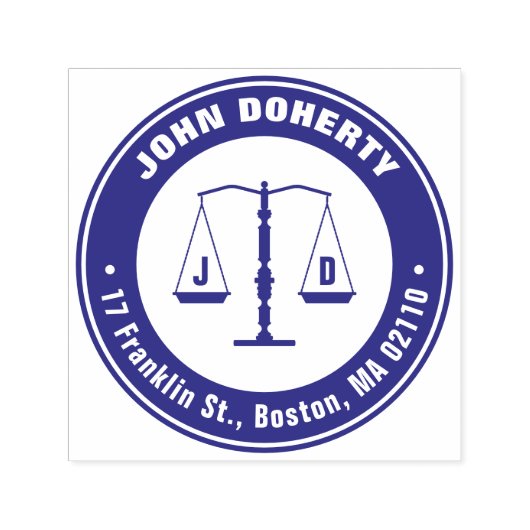 裁はかりで測判イニシャル |ラウンド差出人住所 セルフインキングスタンプ (デザイン)