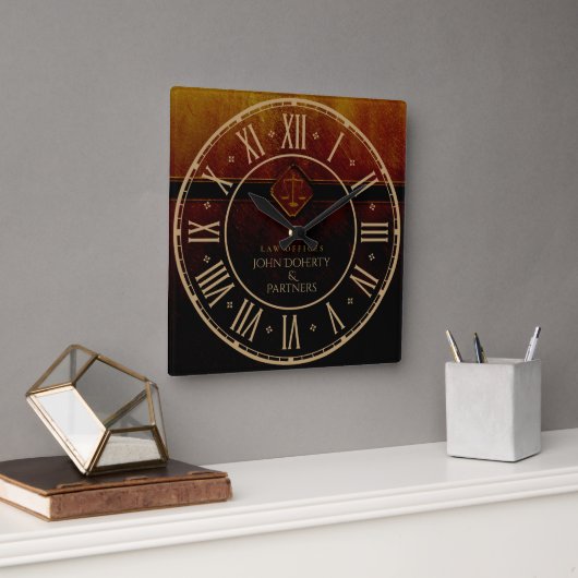 裁はかりで測判ヴィンテージ |法律事務所 スクエア壁時計 (オフィス)