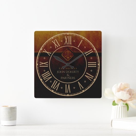 裁はかりで測判ヴィンテージ |法律事務所 スクエア壁時計 (ホーム)