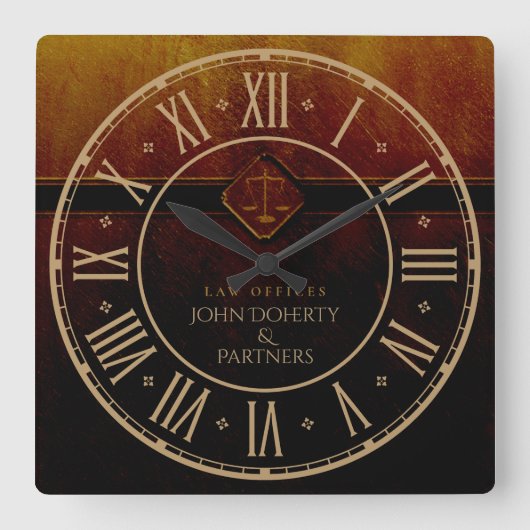 裁はかりで測判ヴィンテージ |法律事務所 スクエア壁時計 (正面)