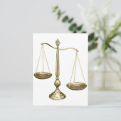 裁はかりで測判金ゴールド ポストカード (スタンド正面)