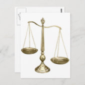 裁はかりで測判金ゴールド ポストカード (正面/裏面)