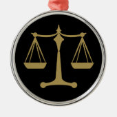 裁はかりで測判金ゴールド |法律の贈り物 メタルオーナメント (正面)