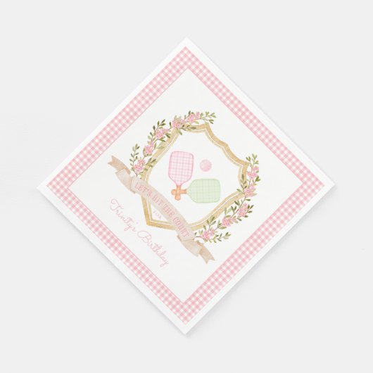 裁判に出よう |ピンク名門私立校風のピックボール スタンダードランチョンナプキン (角)