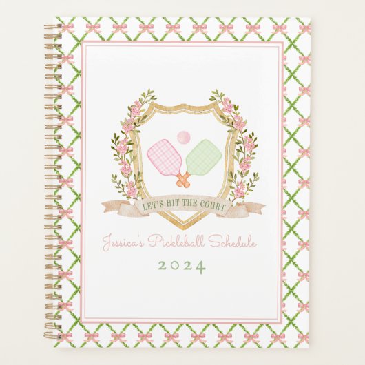 裁判に出よう |ピンク名門私立校風のピックボール プランナー手帳 (正面)