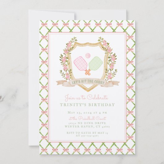 裁判に出よう |ピンク名門私立校風のピックボール 招待状 (正面)