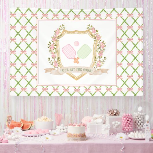 裁判に出よう |ピンク名門私立校風のピックボール 横断幕 (パーティー)