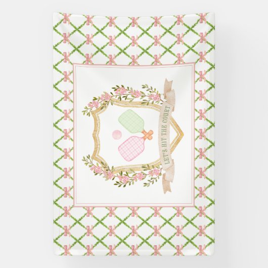 裁判に出よう |ピンク名門私立校風のピックボール 横断幕 (縦)