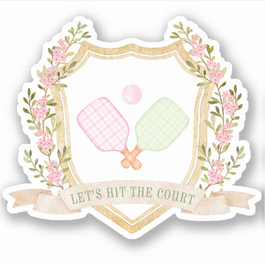 裁判に出よう | 名門私立校風の Pickleball シール (正面)