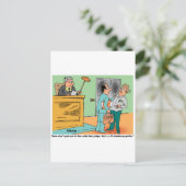 裁判官が長いハンドルの金槌を持っている ポストカード (スタンド正面)