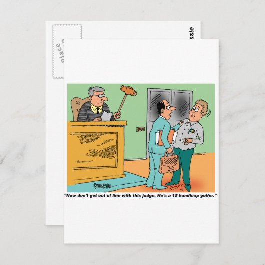 裁判官が長いハンドルの金槌を持っている ポストカード (正面/裏面)